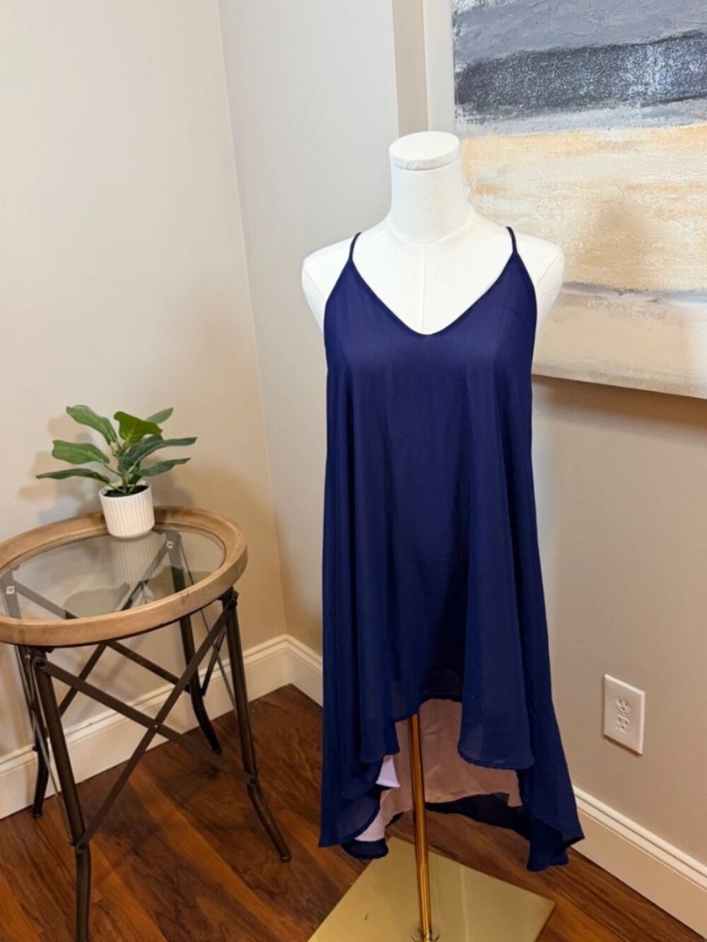 Fab’rik Navy Blue High Low Slip Dress Women’s